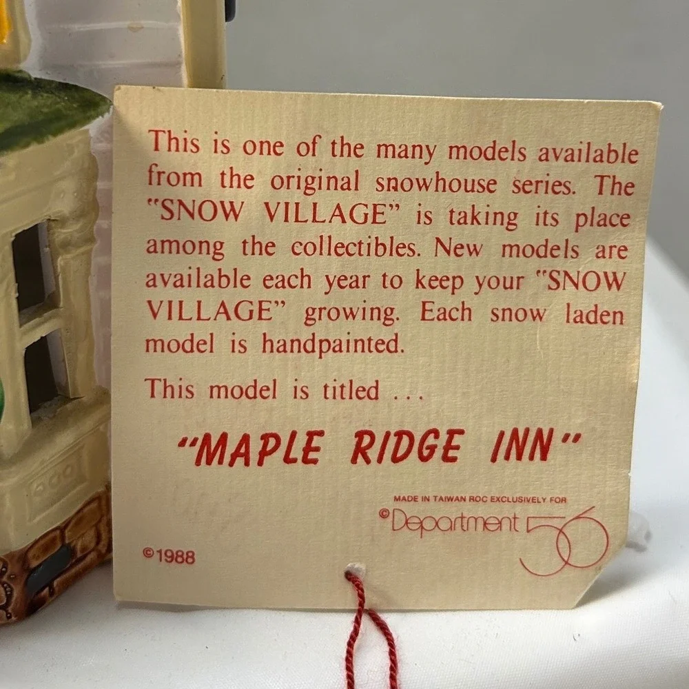 Department 56 Snow Village Maple Ridge Inn 1988 Christmas Building 5064-4
